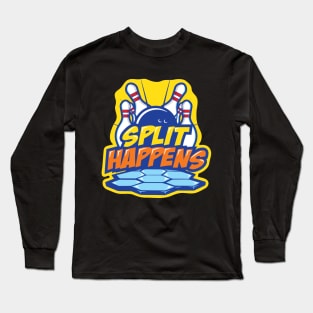 'SPLIT HAPPENS' Funny Bowling Long Sleeve T-Shirt